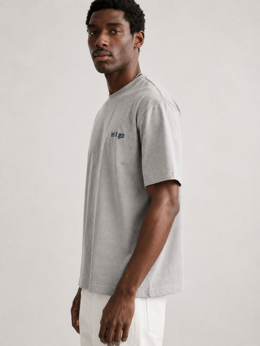 LET IT GO - Embroidered Tee- Grey - (New Collection Launching Soon)