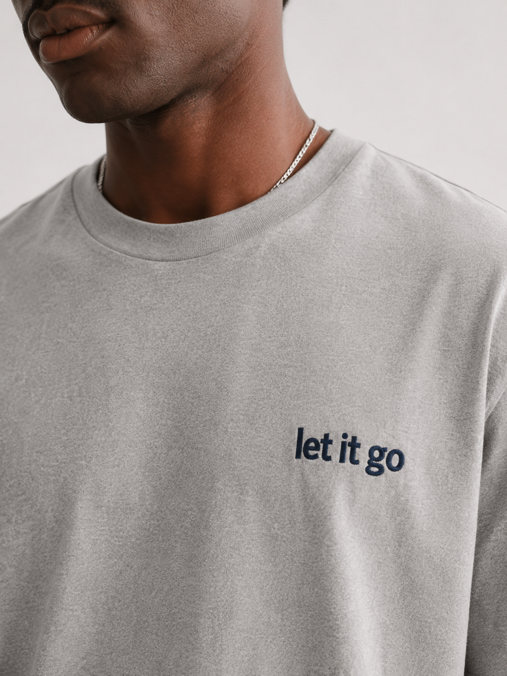LET IT GO - Embroidered Tee- Grey - (New Collection Launching Soon)